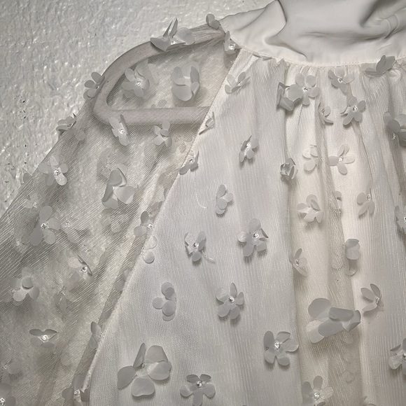 NWT Entro white sheer floral sleeved top with back tie size large - Picture 5 of 11